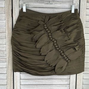 TWELVE BY TWELVE Pleated Floral Mini Skirt Olive Green-Small